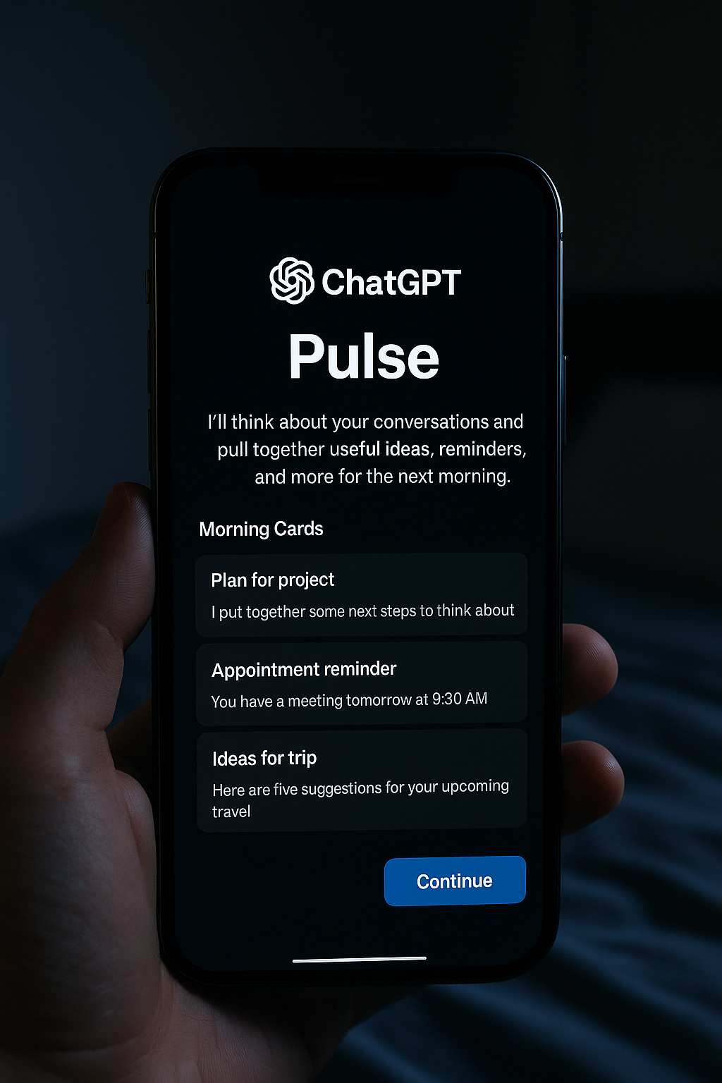 Η OpenAI λανσάρει το ChatGPT Pulse, μια premium υπηρεσία AI που αναλύει δεδομένα, προτείνει λύσεις και παρέχει προσωπικές Morning Cards κάθε πρωί. Διαθέσιμη στην έκδοση Pro με συνδρομή 200 το μήνα