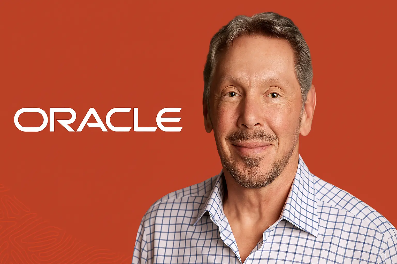 Ψηφιακή απεικόνιση του Larry Ellison με το λογότυπο του TikTok στο παρασκήνιο, συμβολίζοντας τη σύγκλιση τεχνολογίας και social media