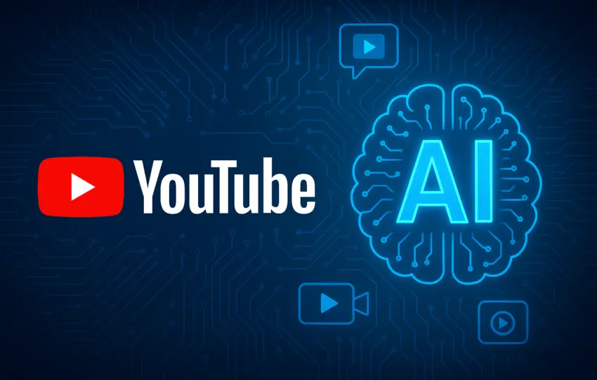 Λογότυπο YouTube με στοιχεία τεχνητής νοημοσύνης