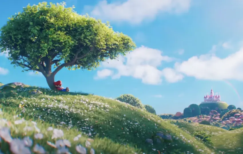«Mario ξαπλωμένος κάτω από δέντρο στο νέο teaser του Super Mario Galaxy Movie»