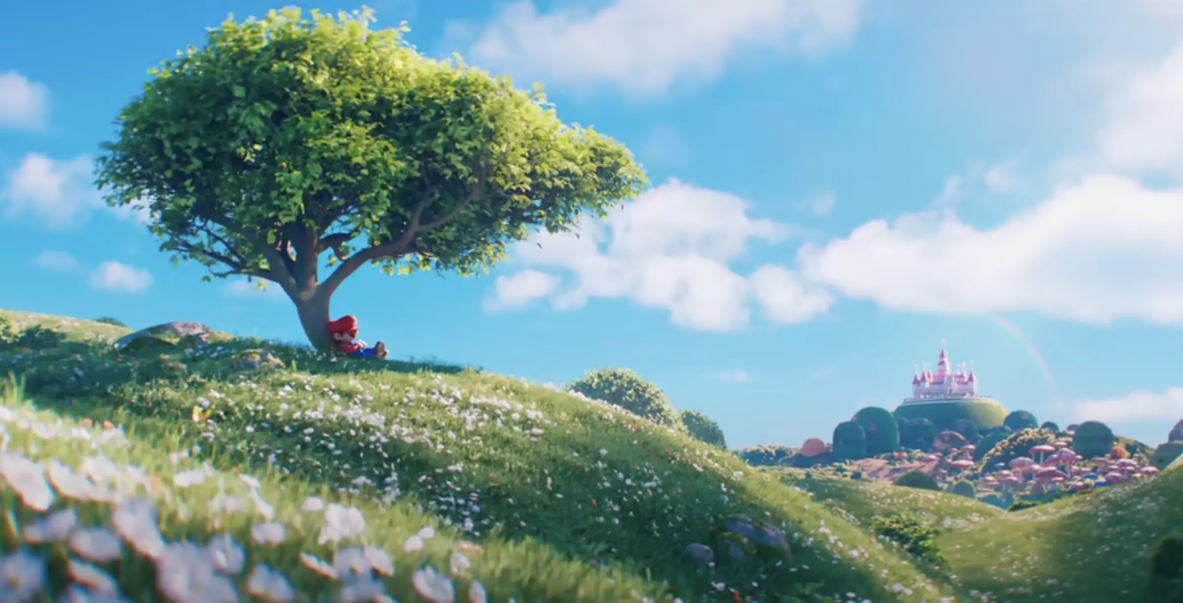 «Mario ξαπλωμένος κάτω από δέντρο στο νέο teaser του Super Mario Galaxy Movie»