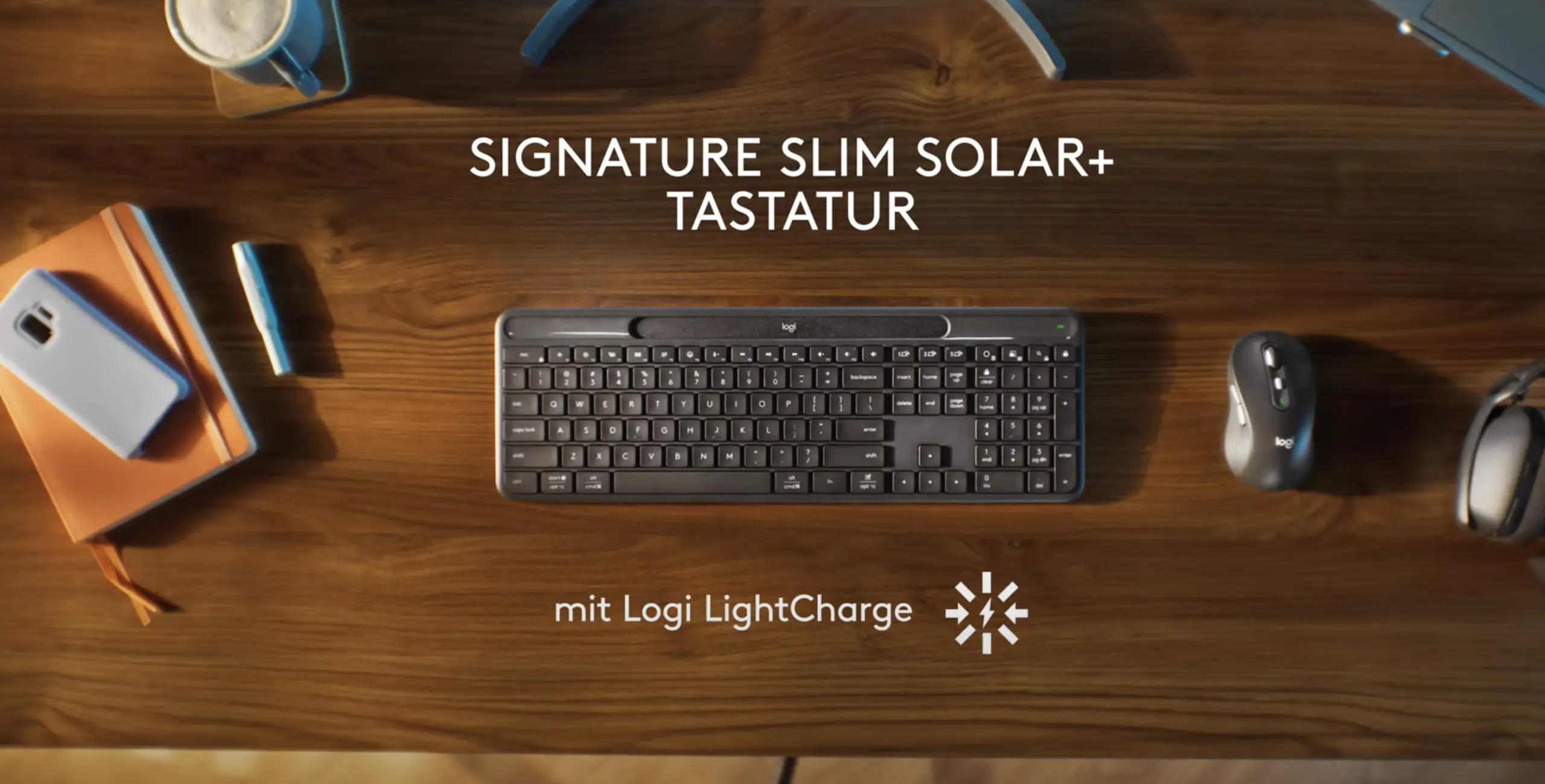 Logitech K980 Solar+ πληκτρολόγιο με ενσωματωμένο φωτοβολταϊκό panel στο πάνω μέρος