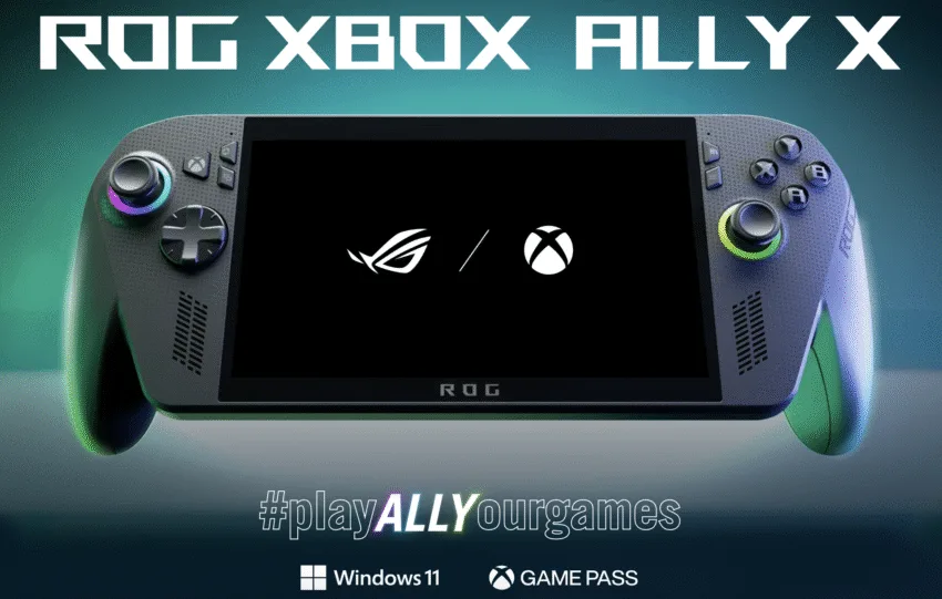 Το ROG Xbox Ally X σε κοντινό πλάνο με την οθόνη 7 ιντσών ενεργή.
