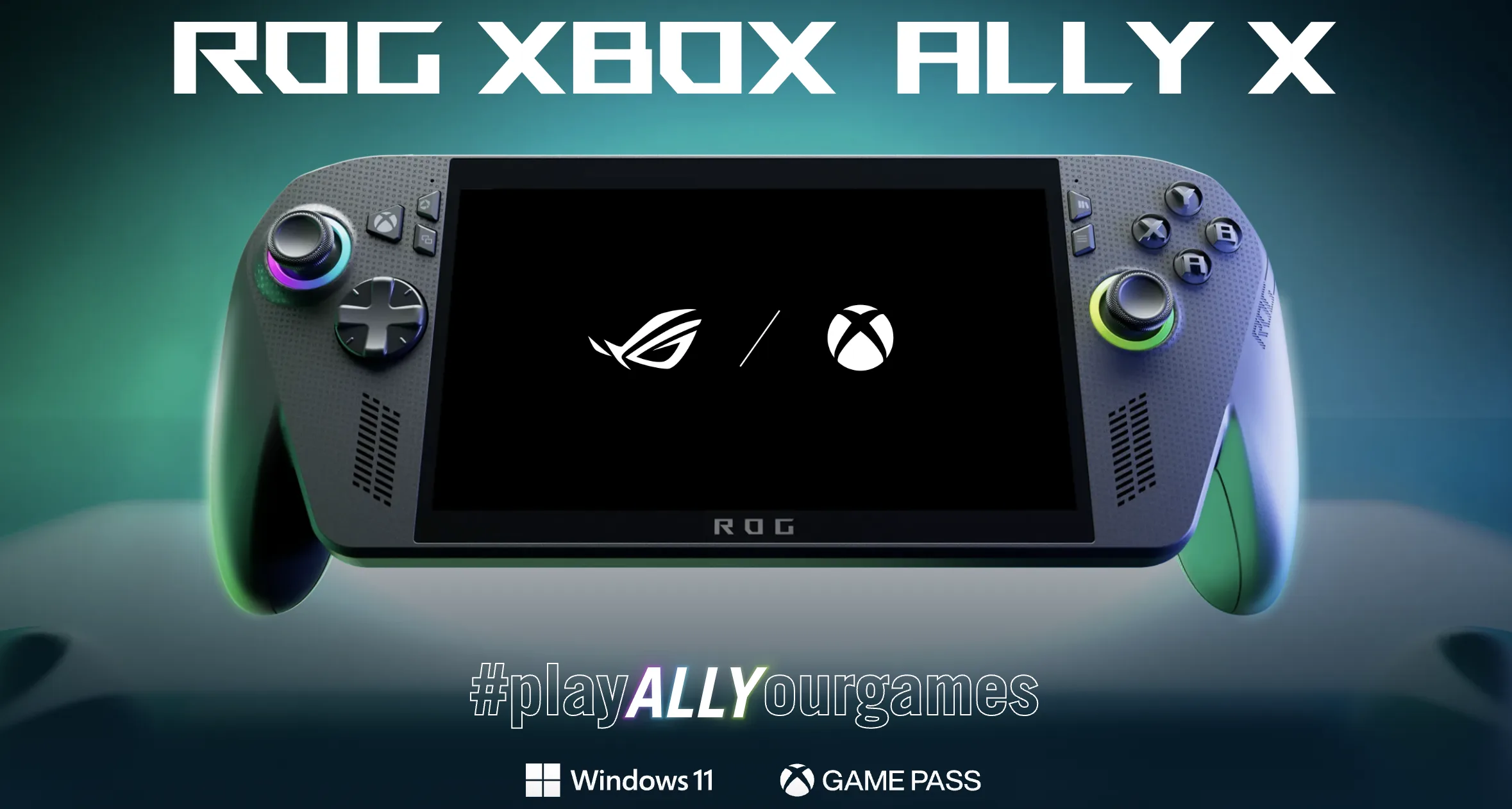 Το ROG Xbox Ally X σε κοντινό πλάνο με την οθόνη 7 ιντσών ενεργή.