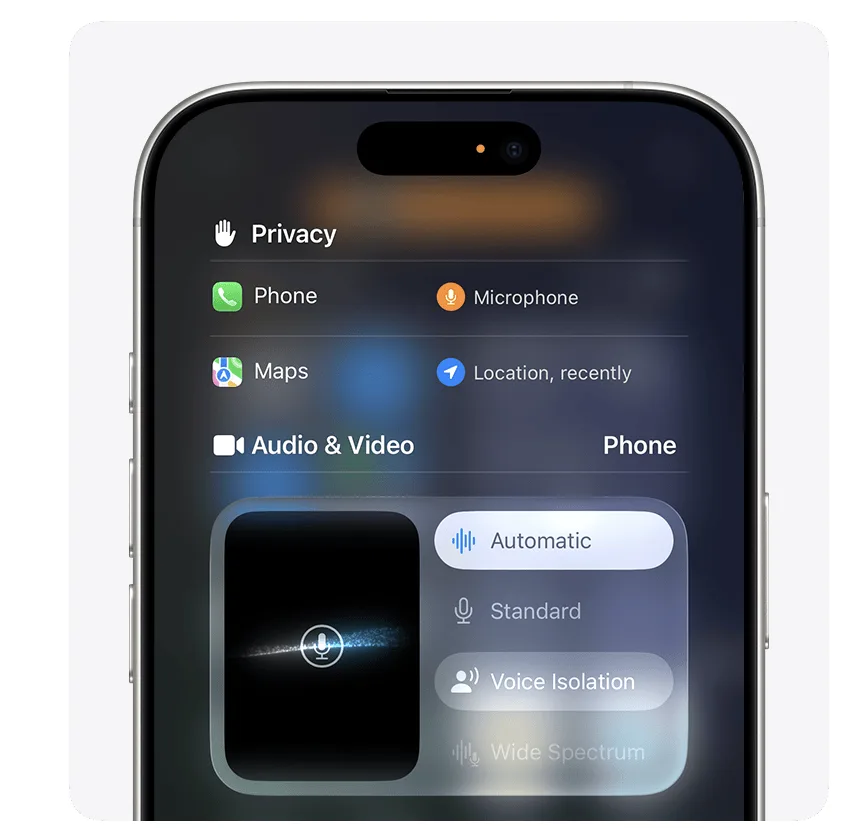 Αυτή η «κρυφή» λειτουργία του iPhone μπορεί να βελτιώσει τον ήχο στις κλήσεις σου 2 iPhone σε κλήση με παράθυρο επιλογής ήχου “Voice Isolation” στο Control Center