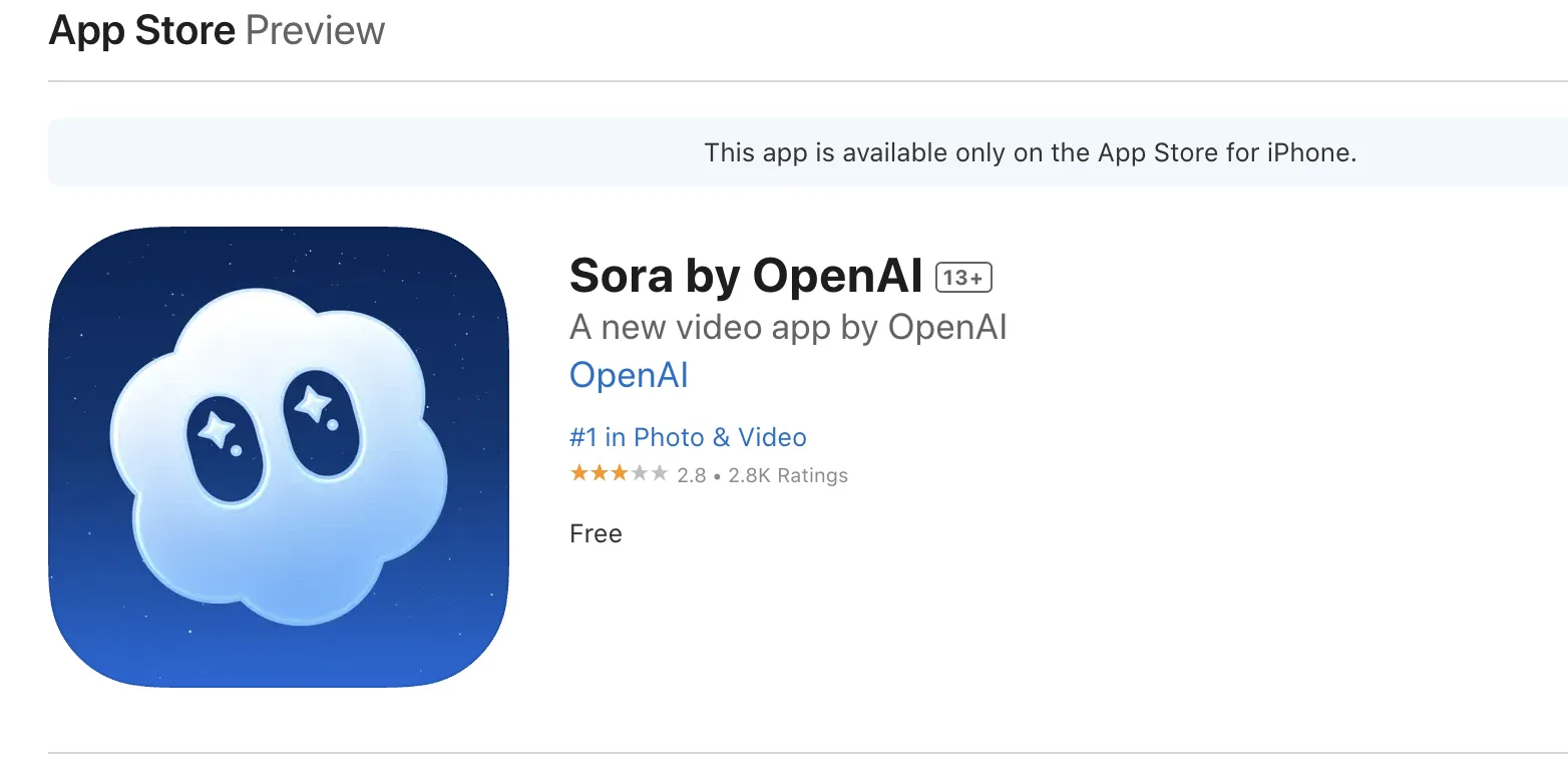 Fake Sora 2 πλημμυρίζουν το App Store πώς να αναγνωρίσεις αυτό της OpenAI 1 OpenAI Sora 2 — Οδηγός για ασφάλεια απέναντι στα fake apps