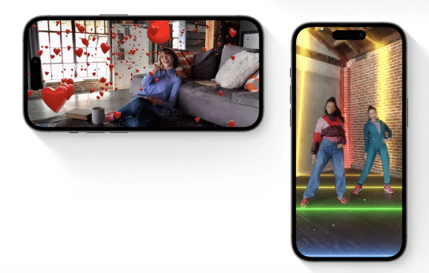 Οθόνη iPhone με την εφαρμογή Clips ανοιχτή
