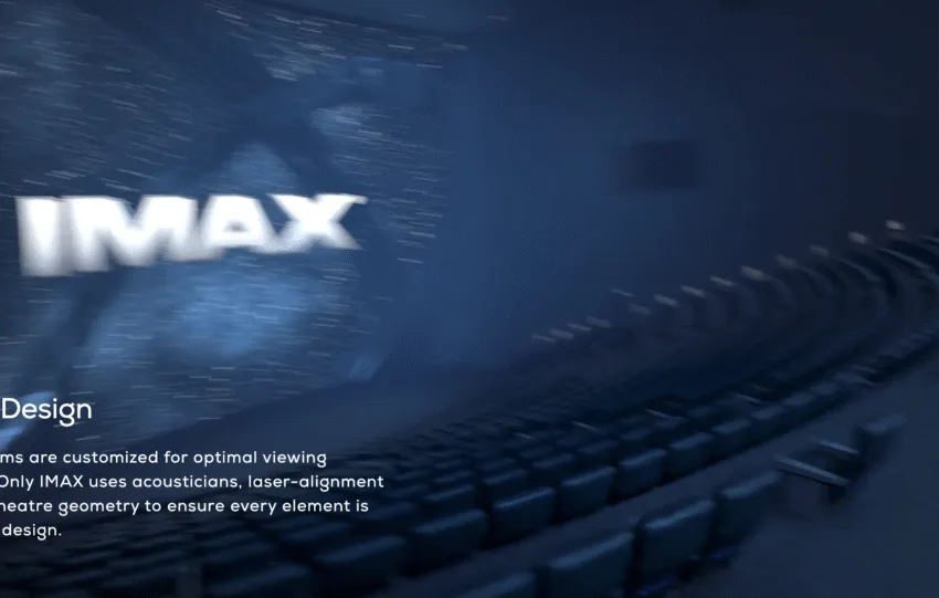 Προβολέας 70mm IMAX φωτίζει τεράστια κινηματογραφική οθόνη με σκηνή από το “The Odyssey” του Christopher Nolan.