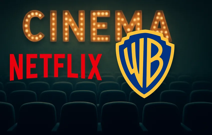 Αφηρημένη απεικόνιση σύμπτυξης Netflix και Warner Bros