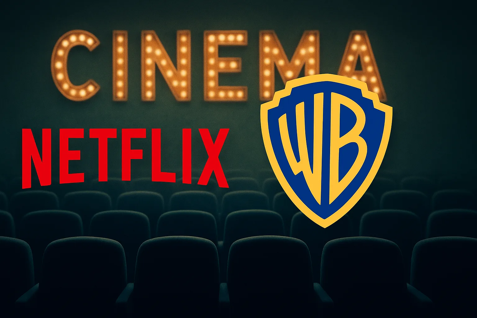 Αφηρημένη απεικόνιση σύμπτυξης Netflix και Warner Bros