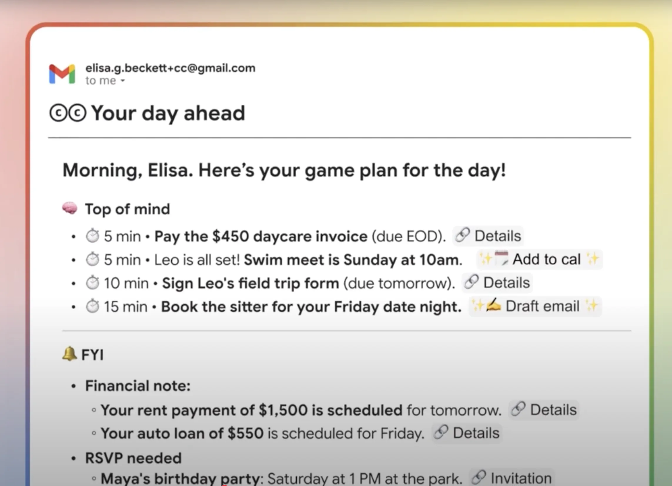 Google δοκιμάζει AI βοηθό παραγωγικότητας μέσα από το email