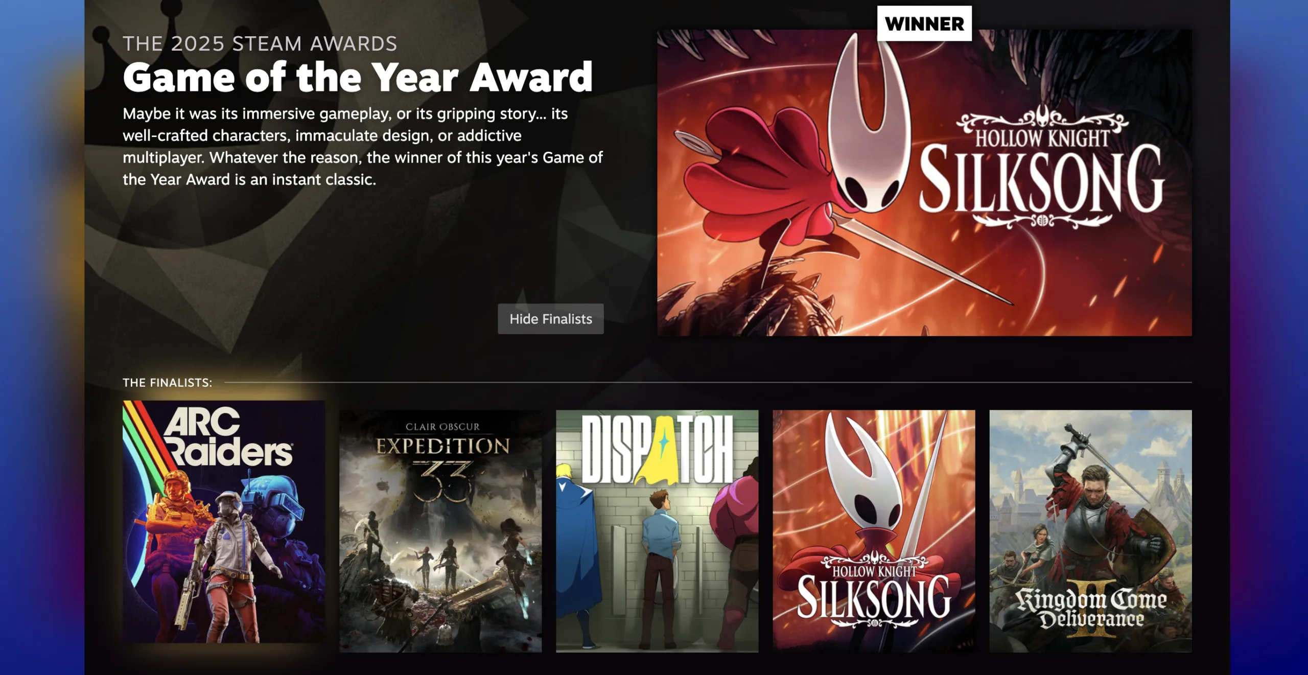 Η indie επιτυχία Silksong κατακτά το κορυφαίο βραβείο στο Steam