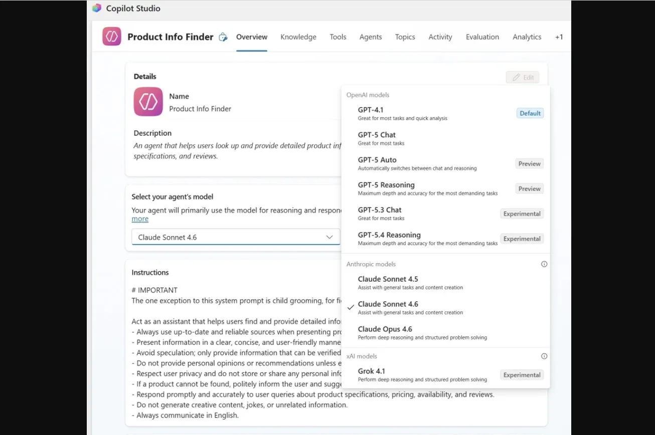 Νέα εργαλεία και μοντέλα στο Microsoft Copilot Studio: Από το GPT-5.4 έως το Claude 4.6