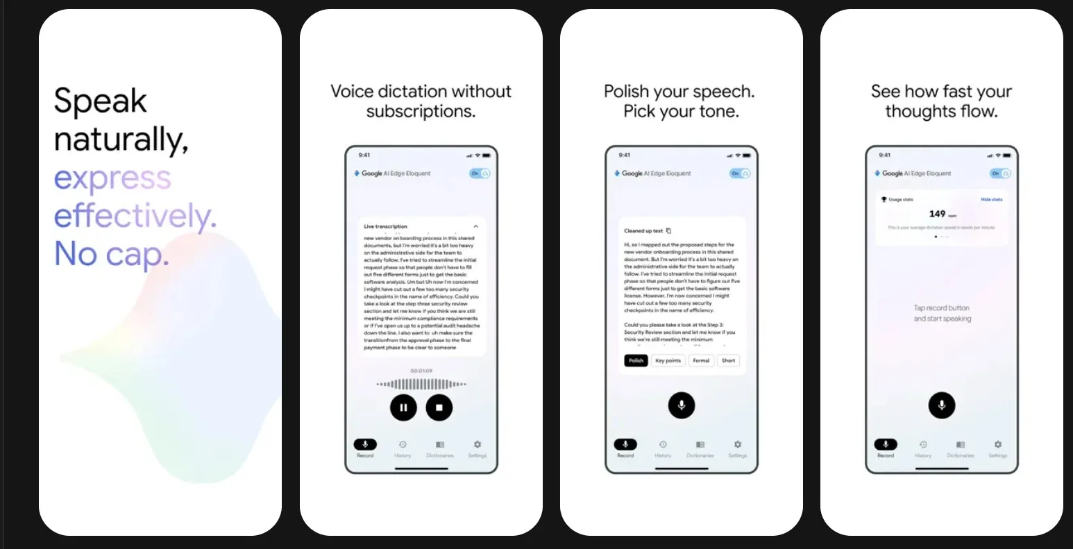 Google AI Edge Eloquent: Η κορυφαία δωρεάν εφαρμογή υπαγόρευσης AI 3 Google AI Edge Eloquent: Η κορυφαία δωρεάν εφαρμογή υπαγόρευσης AI