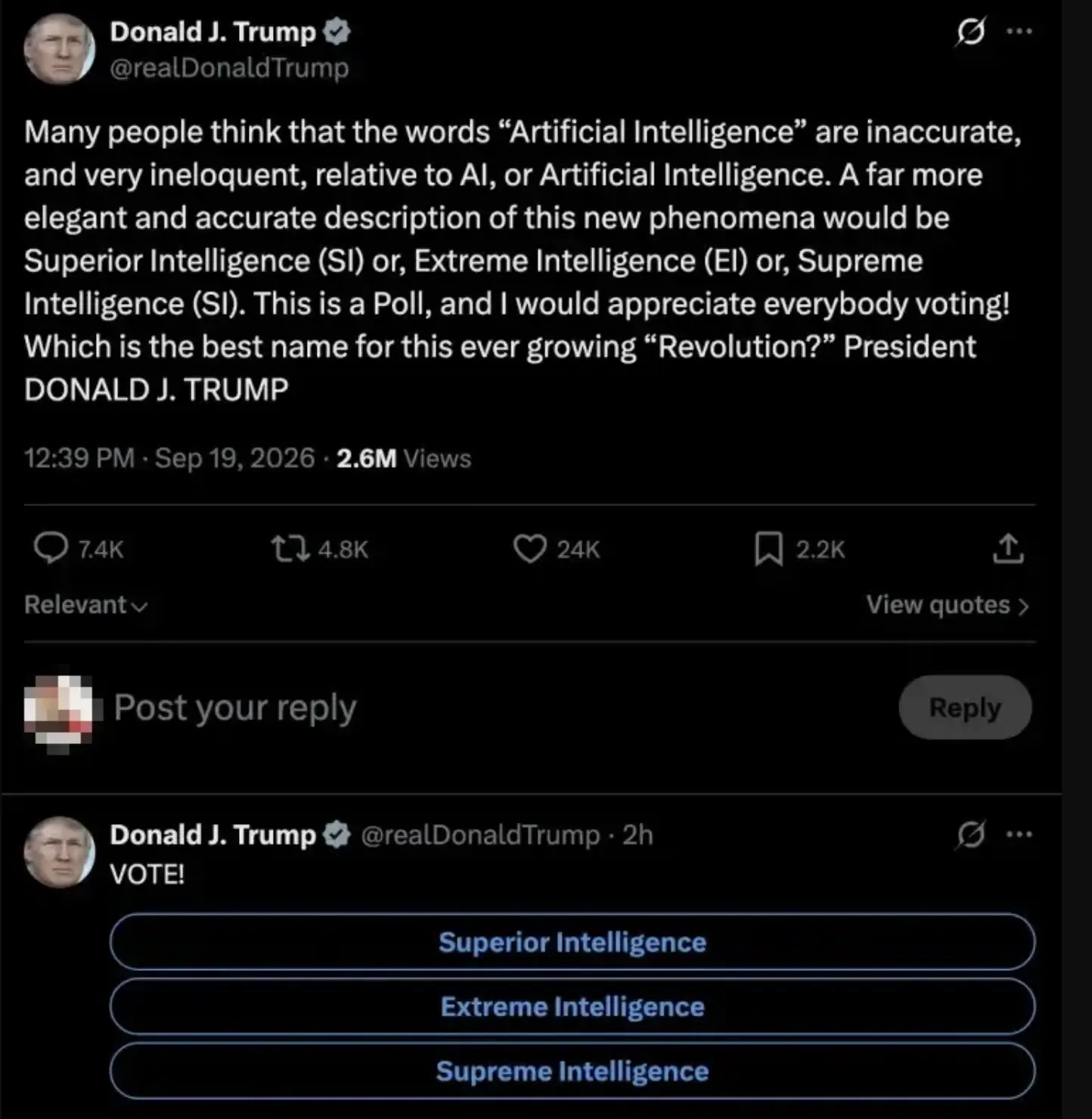 O Trump θέλει να αλλάξει όνομα στην τεχνητή νοημοσύνη και ανακοίνωσε την AI Force 2 Τραμπ: Ανακοίνωσε δημιουργία AI Force και διορισμό συντονιστή