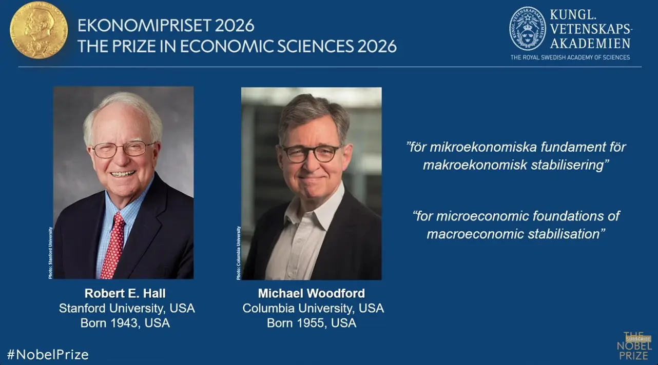 Νόμπελ Οικονομίας 2026 στους Ρόμπερτ Χολ και Μάικλ Γούντφορντ για τη μακροοικονομική σταθερότητα 2 Νόμπελ Οικονομίας 2026 στους Ρόμπερτ Χολ και Μάικλ Γούντφορντ για τη μακροοικονομική σταθερότητα